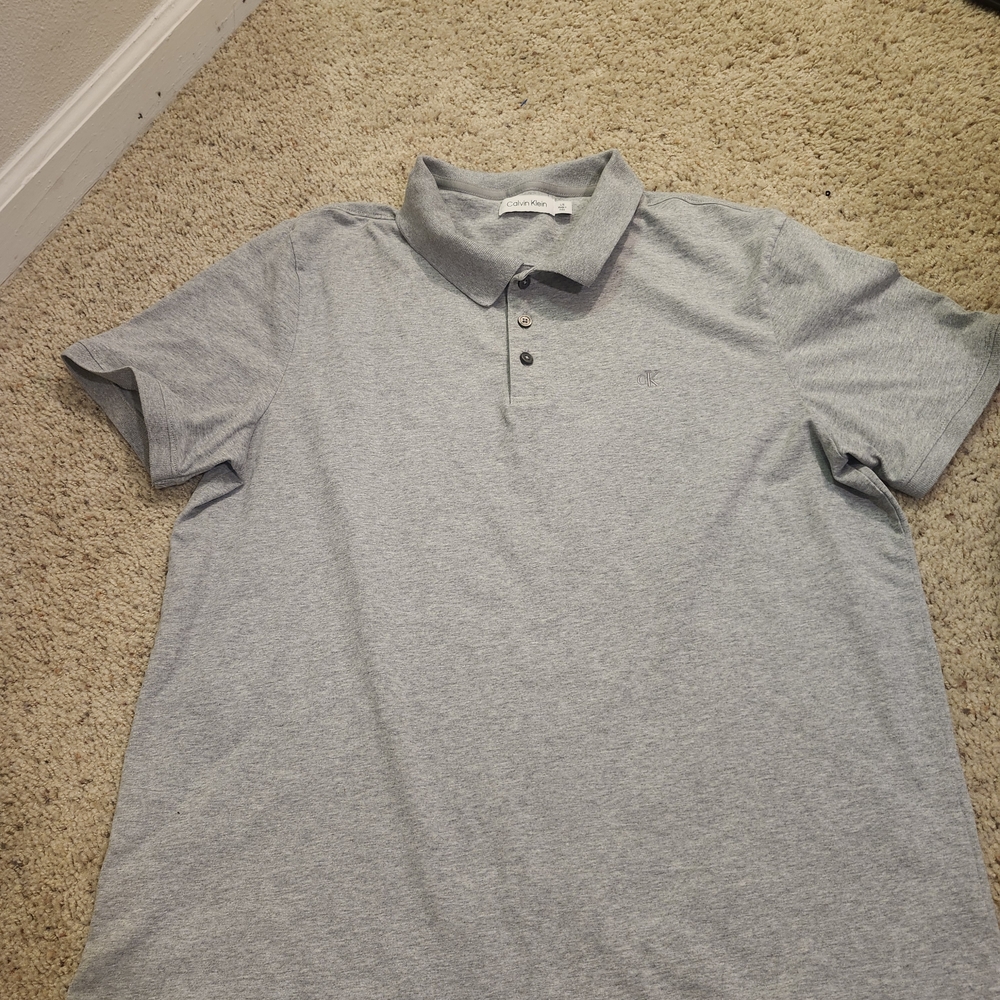 Men's Calvin Klein Gray Polo Shirt Size L